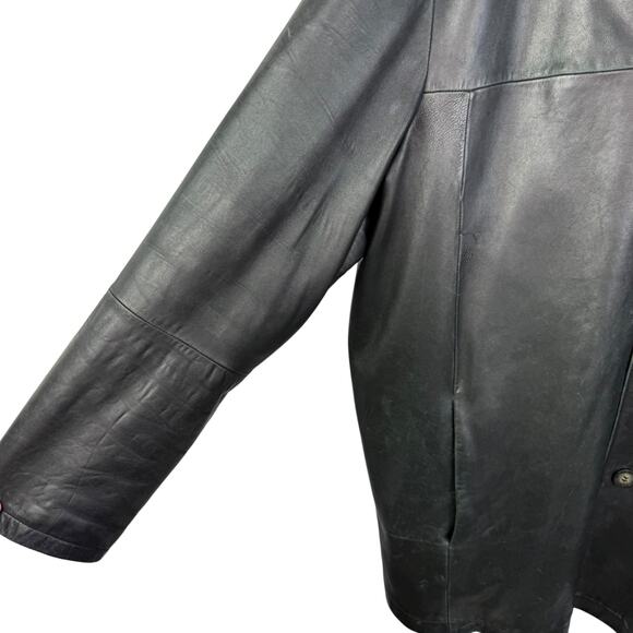 Wilsons Leather Pelle Studio Black Long Sleeve Button Front Coat Mens Sz 3XLT - Picture 5 of 16
